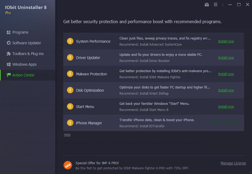 IObit Uninstaller Pro interface scan results