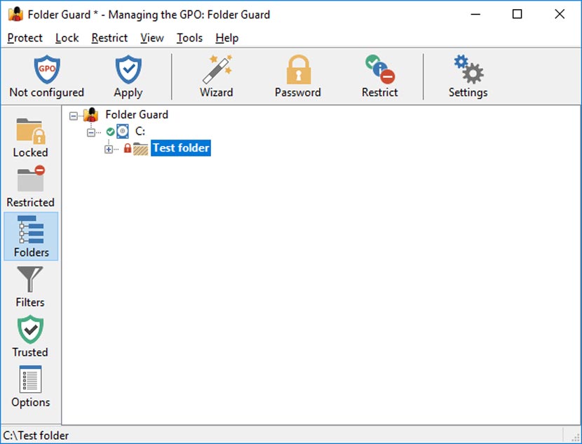 Folder Guard Professional tampilan interface proteksi folder