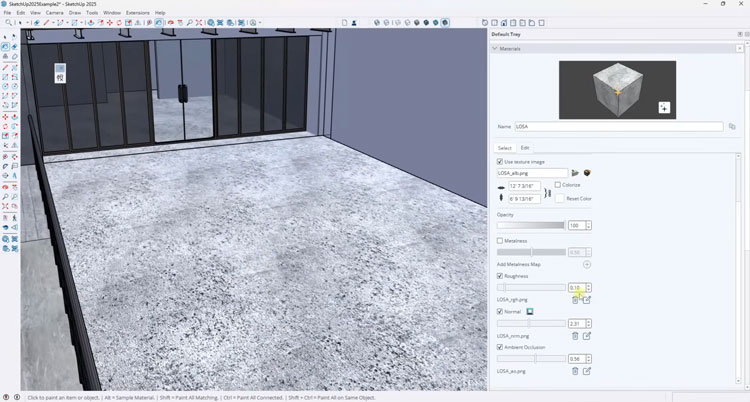 SketchUp 2025 and V-Ray 3D design interface