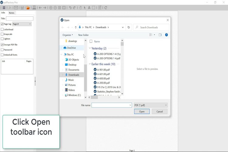 PDF creation user interface